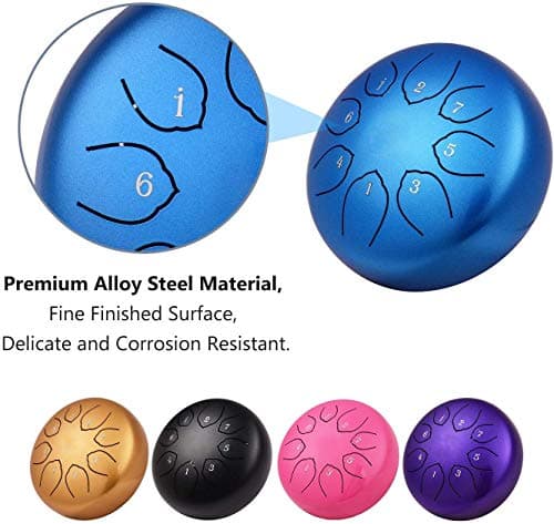Musfunny Steel Tongue Drum : 6 Inch 8 Notes Steel Drums C Major with Drumsticks Bag Finger Cover - Handpan for Musical Education Meditation Percussion Musical Instruments — view 2