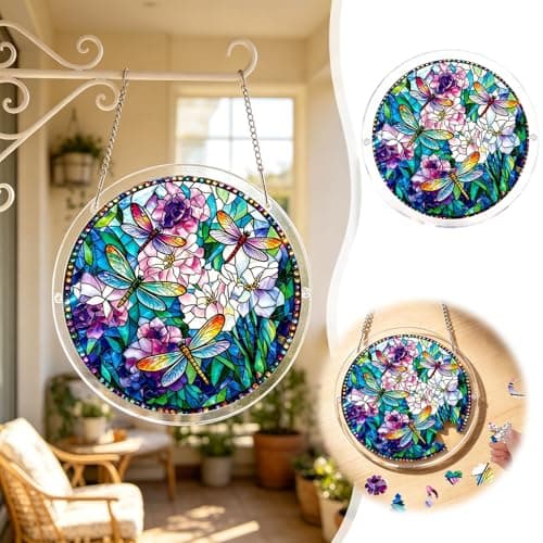 Acrylic Jigsaw Puzzle Suncatcher, 7.9in/20cm Acrylic Suncatcher Puzzle, Suncatcher Puzzle Kit, for Doors Garden and Window Hanging&Birthday Gift (G) — view 4