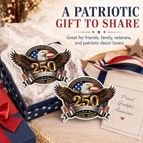 2pcs 250th Anniversary USA Car Decal Sticker, 250 Anniversary USA Merchandise, Patriotic 4th of July 1776–2026, American Flag Vinyl Bumper Stickers for Car, Truck, Window, Laptop — view 5