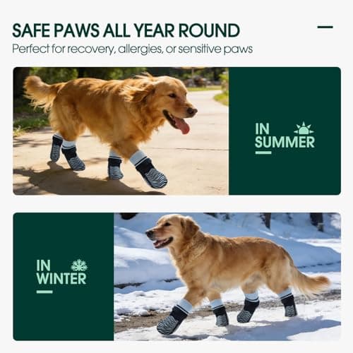Kuoser Non Slip Dog Socks for Hardwood Floors, Dog Grippy Socks with Double-Sided Traction, Anti Slip Dogs Booties Paw Protectors to Prevent Licking Paws for Small Medium Large Senior Dogs, 4 Pack-L — view 5