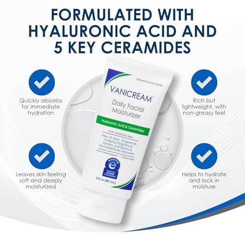Vanicream Daily Facial Moisturizer With Ceramides and Hyaluronic Acid - Formulated Without Common Irritants for Those with Sensitive Skin, 3 fl oz (Pack of 1) — view 3