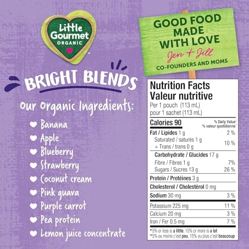 Little Gourmet Organic Toddler Snack Bright Blends Banana Blueberry Strawberry Guava, 113ml (12 Pack) — view 2