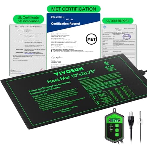 VIVOSUN 10"x 20.75" Seedling Heat Mat and Digital Thermostat Combo Set, UL & MET-Certified Warm Hydroponic Heating Pad for Germination, Indoor Gardening, Greenhouse