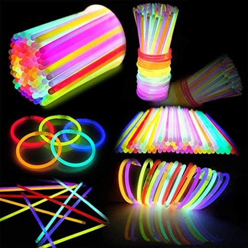 JOYIN 100 Pcs 8" Glow sticks Bulk Party Favors Pack, Neon Glow in the Dark Party Supplies, Light Up Necklaces and Bracelets with Connectors, Easter, Football, Valentine, Birthday Decorations — view 6