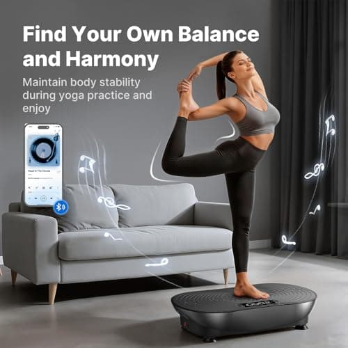 MERACH Vibration Plate Exercise Machine, Vibrating Platform with LED Touch Screen Bluetooth Pull Cord, Full Body Home Exercise Equipment for Women Men — view 3