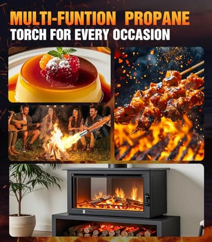Powerful Propane Torch Gun, Flame Thrower Kitchen Torch Cooking with Adjustable Flame, Torche Propane Gun Butane Torch for Searing Steak, BBQ, Campfire, Fireplace (Tank Not Included)(Orange) — view 3