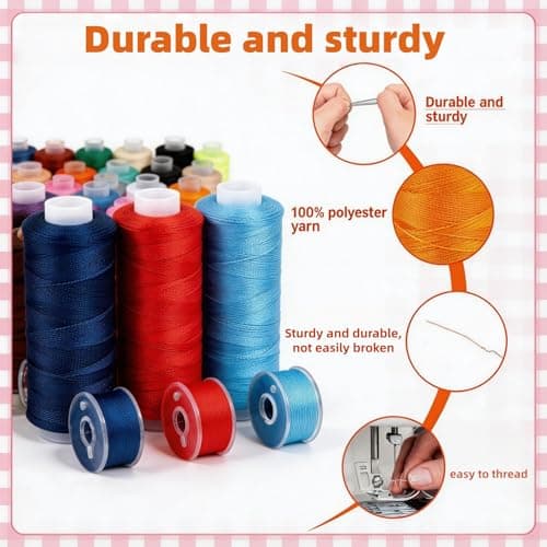 VIZOSHI Sewing Thread Kit with Prewound Bobbins, 90PCS 36 Colors Polyester Thread Set, 400 Yards per Spool, for Sewing Machine & Hand Sewing, Quilting, Embroidery, Repairs, DIY Crafts — view 2