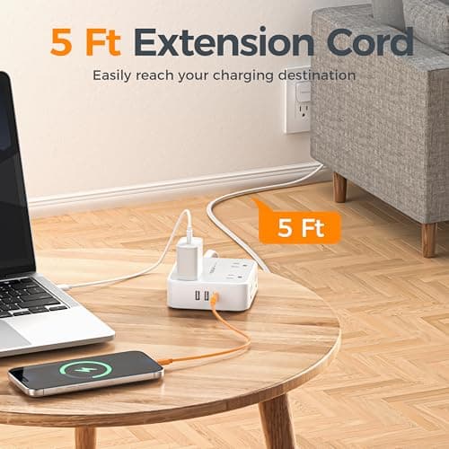 TESSAN Surge Protector Power Strip with 900J Surge Protection, 5 Ft, Grey — view 6