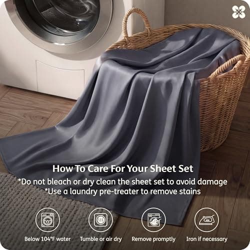 Bedsure King Size Sheets Set, Cooling Sheets for Hot Sleepers, Rayon Derived from Bamboo, PureWoven, Breathable & Soft, Deep Pocket Up to 16 Inches, Hotel Luxury Silky Bedding, Dark Grey — view 7