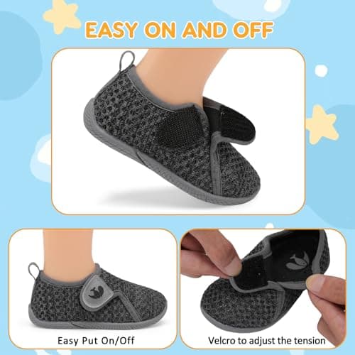 JOINFREE Baby Girls Shoes Boys Sneakers Barefoot Infant First Walking Shoe Sports Sneaker Dark Grey 12-18 Month Infant — view 2