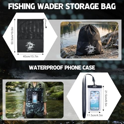 Goture 5 Layer Nylon Waterproof Breathable Chest Waders for Men, Camo, XL — view 6
