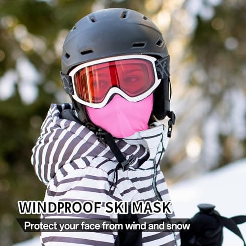 Botack Balaclava Ski Mask, Sun UV Protection Breathable Full Head Face Mask for Men Women Skiing Cycling Pink — view 4