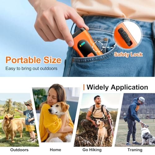 SEDULAN Dog Bark Deterrent Devices Anti Barking Device for Dogs Ultrasonic Bark Stopper Portable Dog Training Tool Indoor Outdoor Up to 50ft Correct Bad Behavior of Own or Neighbor's Dog (Orange) — view 4