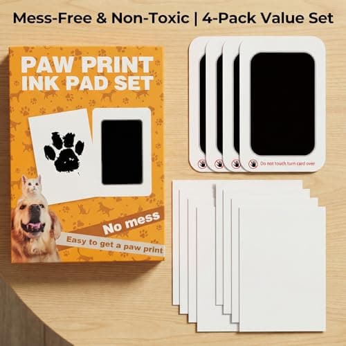 Baby Hand and Footprint Kit, 4 Pack Mess Free Ink Pad Clean Touch Newborn Footprint Kit with Non Toxic Ink Pad for Baby Hand and Footprints for Newborn Registry Keepsakes and Pet Paw Prints — view 2