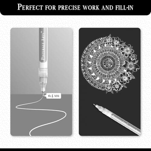 Pinturale Arts White Paint Pens Extra Fine Point | Set 4 White Acrylic Paint Pen Extra Fine Tip (0.7mm & 0.5mm) | For Black Paper, Ceramics, Rock Painting, Glass, Wood, Canvas, Metal — view 3