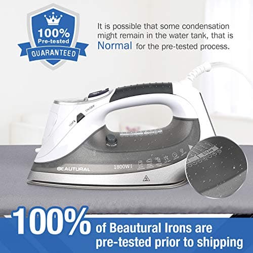 BEAUTURAL 1800-Watt Steam Iron with Digital LCD Screen, Double-Layer and Ceramic Coated Soleplate, 3-Way Auto-Off, 9 Preset Temperature and Steam Settings for Variable Fabric — view 5