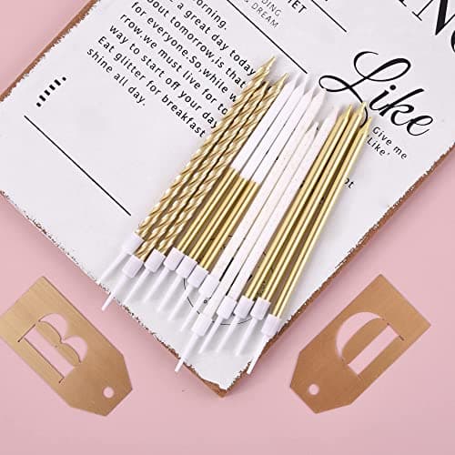 PHD CAKE Gold Metallic Long Thin Metallic Birthday Candles, Cake Candles, Party Candles, Party Decorations, Wedding Candles — view 2