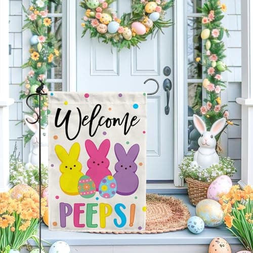 Easter Garden Flag (12x18) Double Sided - Welcome Bunny Spring Yard Flag - Easter Decorations Outdoor - Holiday Flag for Porch Patio Lawn Garden Decor — view 5