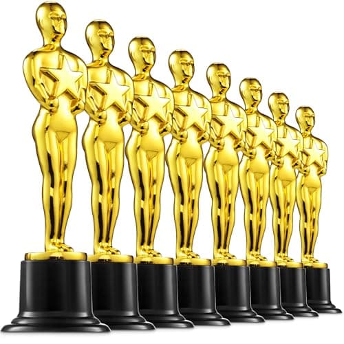Bedwina 6" Gold Award Trophies - Pack of 12 Bulk Golden Statues Party Award Trophy, Party Decorations and Appreciation Gifts