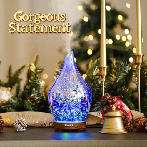 Porsme Essential Oil Diffuser 3D Glass Aromatherapy Ultrasonic Humidifier Auto Shut-Off Timer Setting BPA Free for Home Hotel Yoga Leisure SPA Gift 150ml Last 6 Hours — view 3