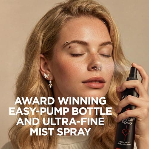 Piercing Aftercare Spray | Ear Piercing Cleaner 8oz | Saline Spray for Piercings; Saline Solution for Piercings; Aftercare of Pierced Ear, Septum, Belly, Nose, Body; Pierce Cleaner Salt Mist Solution — view 3