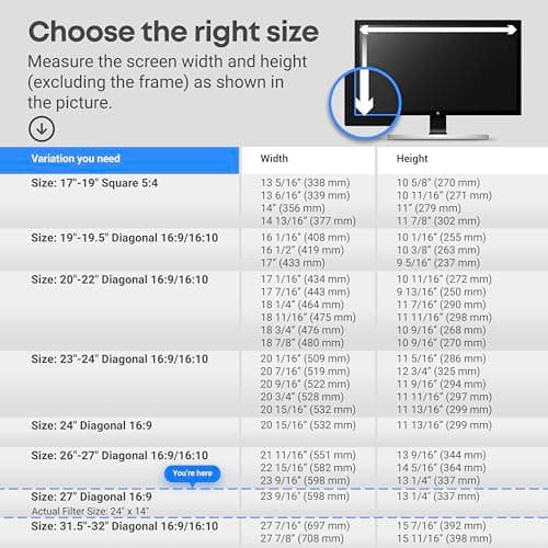 VINTEZ Blue Light Screen Protector for 27 Inch Computer Monitor and Laptop – Anti-UV Blue Light Blocking Film for Desktop PC, Eye Protection Filter, 24" x 14", 1 Pack — view 5