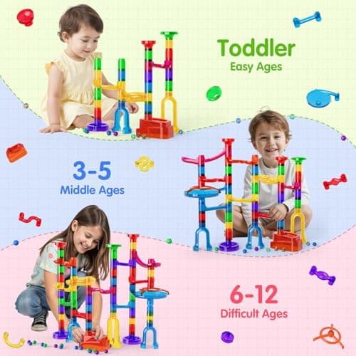 Ifollower Marble Run, 109Pcs Marble Maze Game Building Toys for Kid, Upgrade Mable Track Race Construction STEM Learning Toy, Birthday for Boys Girls Aged 3-12 — view 4