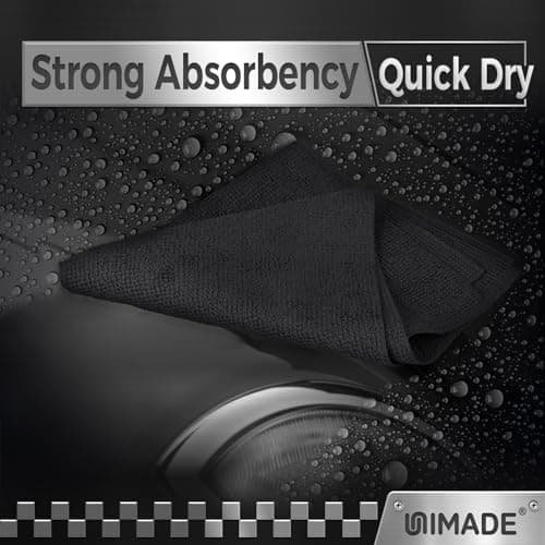 UNIMADE Microfiber Cleaning Cloth, 24 Pack Reusable Microfiber Towels for Cars Lint Free Cleaning Shop Towel Rags for Home Kitchen Automotive Bar Mechanic Restaurant Garage, 11"x 12", Black — view 3