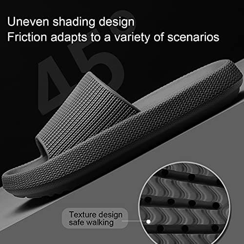 House Slipper For Man Women Pillow Slides Non-Slip Lightweight Open-toe Shower Shoes Quick Drying Extra Thick Sandals (Black, numeric_9_point_5) — view 3