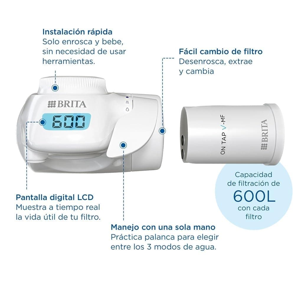 BRITA Sistema de filtrado de agua ON TAP Pro V-MF incl. 1x cartucho filtrante (600L) - para un 99,99% de agua libre de bacterias, reduciendo PFAS, incl. cuenta atrás digital LCD de capacidad — view 5