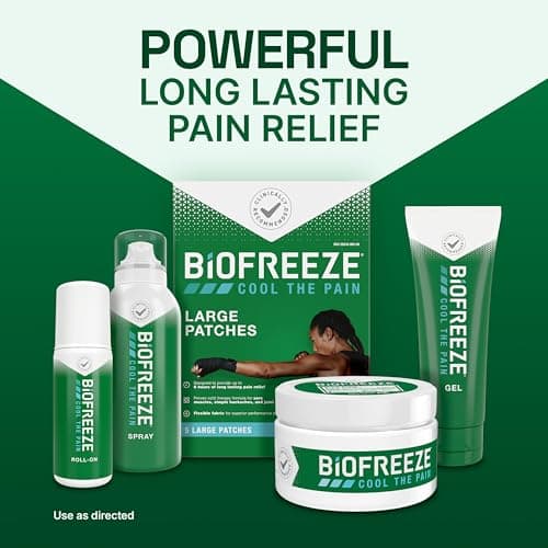 Biofreeze Large Pain Relief Patches, Menthol Pain Patches for Lower Back, Neck, Knee, & Shoulder, Comfortable & Flexible Fabric Stays in Place, 12 ct — view 5