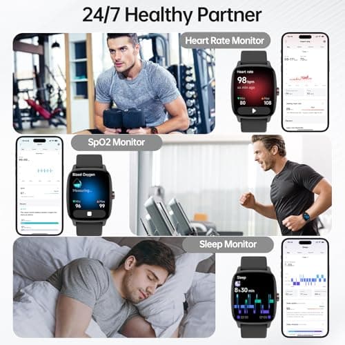 Smart Watch for Men Women, Bluetooth Call Smartwatch with AI Voice, 1.85" HD DIY Dial Fitness Watch, Heart Rate/SpO2/Steps/Sleep Monitor, 100+ Sports Modes, IP68 Waterproof Watch for Android iOS — view 4