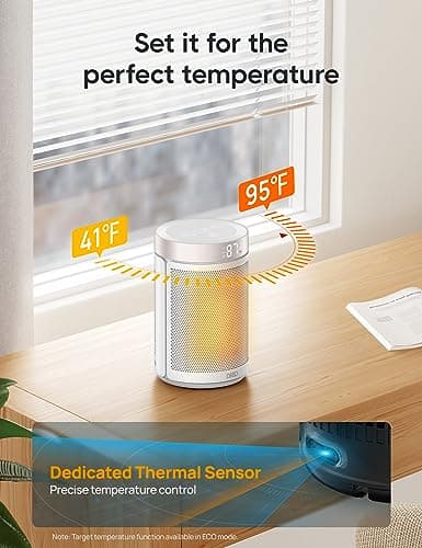DREO Space Heater, Portable Electric Heaters for Indoor Use with Thermostat and Remote, 2024 Upgraded, Digital Display, 12H Timer, 5 Mode, 1500W PTC Ceramic Fast Safety Heat for Office Bedroom Home — view 4
