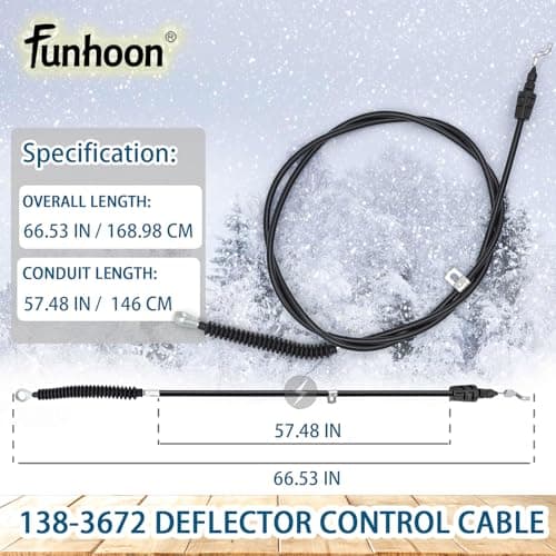 Funhoon 138-3672 Deflector Control Cable for Toro 726 OE, 824 OE, 826 OAE, 826 OXE, 826 OHAE Snow Blowers