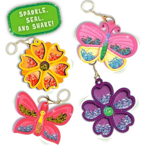Skillmatics Shake-its – Glitter Craft Kit for Kids, DIY Arts & Crafts with Keychains, Mess-Free Activity, Travel Toy, Flowers & Butterflies, Birthday Gifts for Girls & Boys Ages 4, 5, 6, 7, 8, 9 — view 2