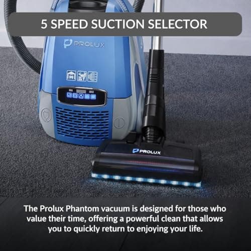 Prolux Phantom Canister Vacuum Cleaner with North American Power Nozzle, Lightweight, Powerful, H12 HEPA Filter Easy Suction Adjustment, Perfect for Quick and Efficient Cleaning — view 3