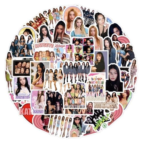 60pcs Idol Katseye Stickers for Teens, Sticker for Water Bottle,Laptop,Waterproof Vinyl Decals for Teen Adult Party Supply Favor Decor (D) — view 4
