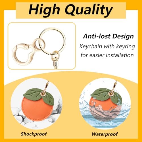 AirTag Leather Keychain Holder Case,Anti-Scratch Apple Air Tag Cover with Key Ring,Protective GPS Tracker Case for Wallet Key — view 3