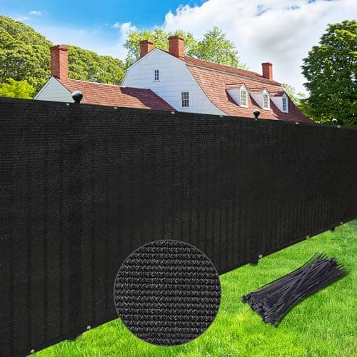 UPGRADE Privacy Screen Fence 6' x 50' Commercial 170GSM 90% Visibility Blockage Fence Panel with Brass Grommets Heavy Duty Perfect for Outdoor Backyard-Black