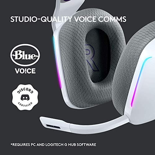 Logitech G733 Lightspeed Wireless Gaming Headset with Suspension Headband, LIGHTSYNC RGB, Blue VO!CE mic Technology and PRO-G Audio Drivers - White — view 8