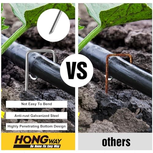 HongWay 240 Pack 6 Inch Landscape Staples, Garden Stakes Galvanized Tent Stakes Heavy Duty 11 Gauge SOD Landscaping Fabric Pins Yard Ground Lawn Staples for Plant Cover, Turf, Fence, Grass Decoration — view 4