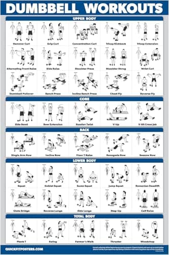 Palace Learning Dumbbell Workout Exercise Poster - Free Weight Body Building Guide | Home Gym Chart - LAMINATED, 18" x 24"