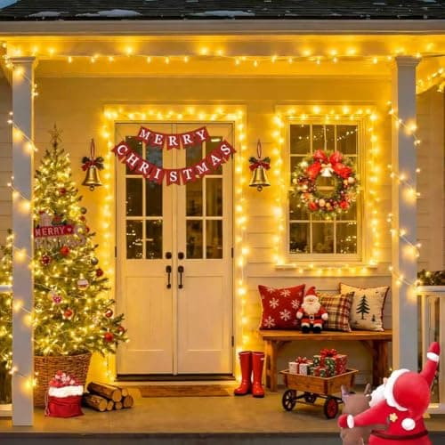 JMEXSUSS 200 LED Christmas Lights Indoor Outdoor, Connectable Warm White Christmas Tree Lights Clear Wire, 66 Ft Twinkle Fairy String Lights Plug in for Bedroom Wedding Christmas Tree Decorations — view 6