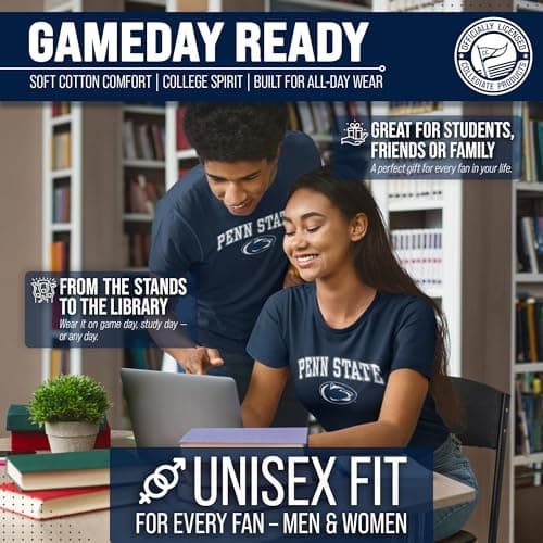 Penn State Nittany Lions Gameday Cotton T-Shirt for Men and Women Navy — view 3