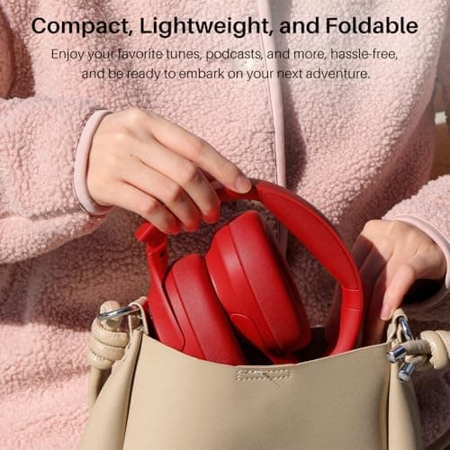 TOZO HT2 Hybrid Active Noise Cancelling Headphones, Wireless Over Ear Bluetooth Headset, 60H Playtime, Hi-Res Audio Custom EQ via App Deep Bass Comfort Fit Ear Cups, for Home Office Travel — view 8