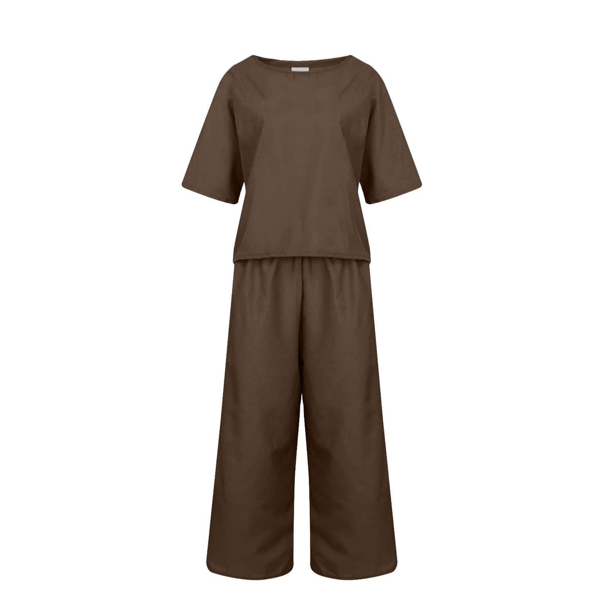 Womens 2 Piece Outfits Summer Linen Sets Short Sleeve V Neck Cropped Top Wide Leg Capris Pants Beach Lounge Sets — view 4