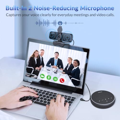 NEWORK EasyCam 4K Webcam, CDAF Autofocus, Auto Light Correction, 77°FOV, Computer Camera with Dual Mics, Privacy Cover, Plug & Play, for Zoom/Teams/Skype/Google Meet — view 2