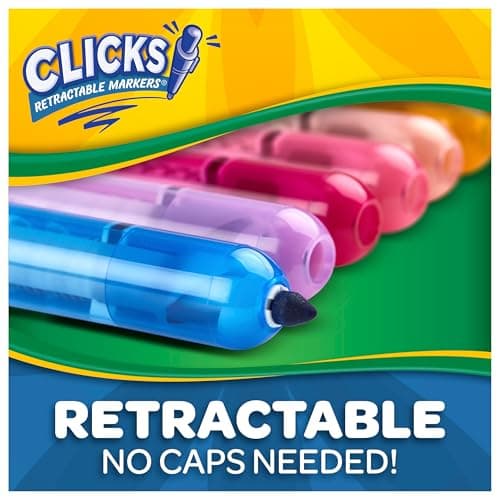 Crayola Clicks Retractable Tip Markers (10ct), Washable Cone Tip Art Marker Set, Cute Aesthetic School Supplies, Classroom Must Haves, Ages 3+ — view 7