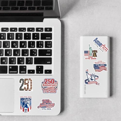 50Pcs 250th Anniversary Sticker 250 Years of Freedom Anniversary Waterproof Vinyl Decals for Laptop,Water Bottle, Phone, Luggage,Car — view 3
