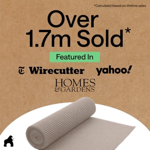 GORILLA GRIP powerGRIP Drawer Shelf and Cabinet Liner, Thick Strong Hold, Non-Adhesive Liners Protect Kitchen Cabinets and Cupboard, Bathroom Drawers, Easy Install, Breathable Mat, 12" x10', Beige — view 5